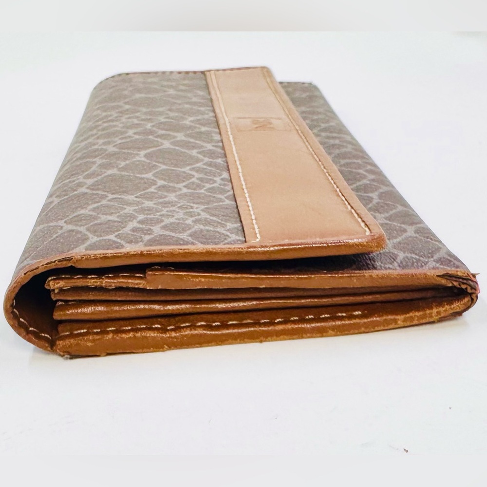 Nina Ricci Large Brown Leather Animal Print Wallet W/Optional Crossbody Chain - Picture 8 of 12